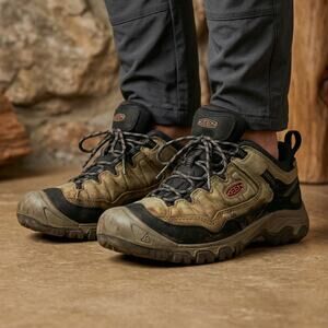 Keen Men's Targhee Waterproof Hiking Shoes Brown Leather Low Top Trail Gorp 10